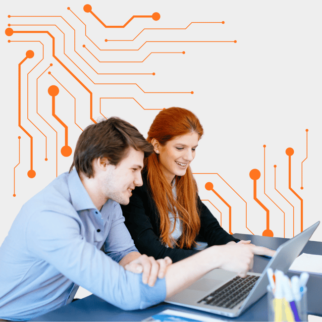 A 1300 INTECH support member assisting a client with workplace technology support