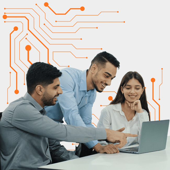 Secure managed services setup being reviewed by 1300 INTECH team on a laptop