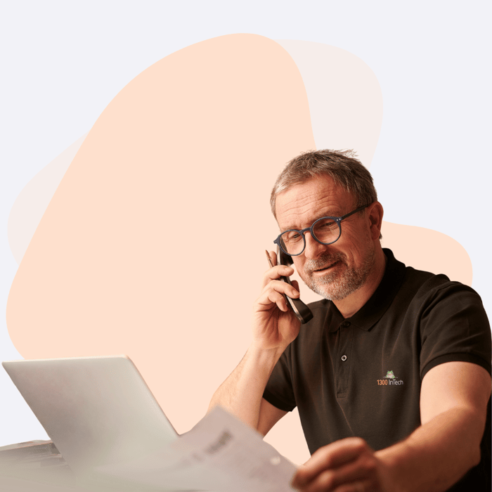  Senior IT consultant on a call providing remote managed services and expert support for digital operations